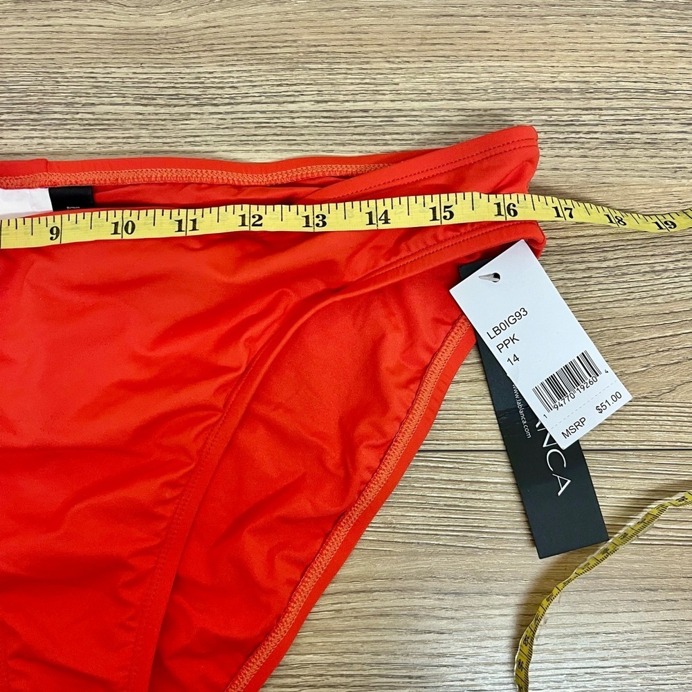 La Blanca NEW Island Goddess Solid Bikini Bottoms in Watermelon Size 14 - Picture 3 of 4